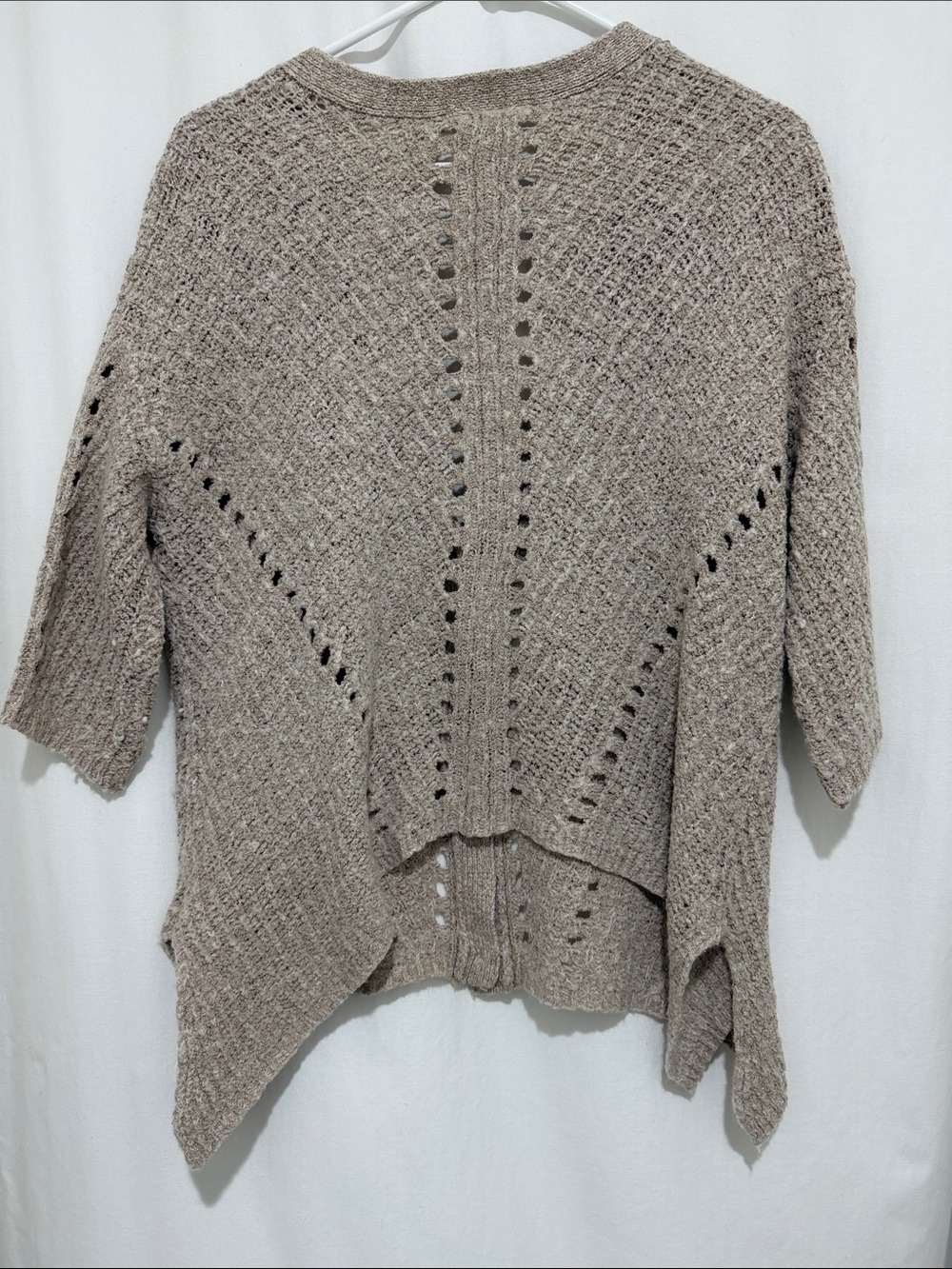 Anthropologie Moth Knit Taupe Cardigan Sweater Button Front Short Sleeve Size L - Picture 4 of 7
